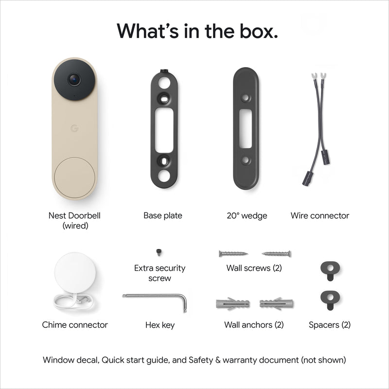 Google Nest Doorbell (Wired, 3rd Gen) - Video Doorbell Camera with 2K Video - Works with Google Home - With Gemini - Linen-1