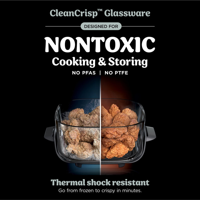 Ninja Crispi 4-in-1 Glass Air Fryer, 4 Qt & 6 Cup Containers, Designed Non-Toxic, Sage FN101SG-20