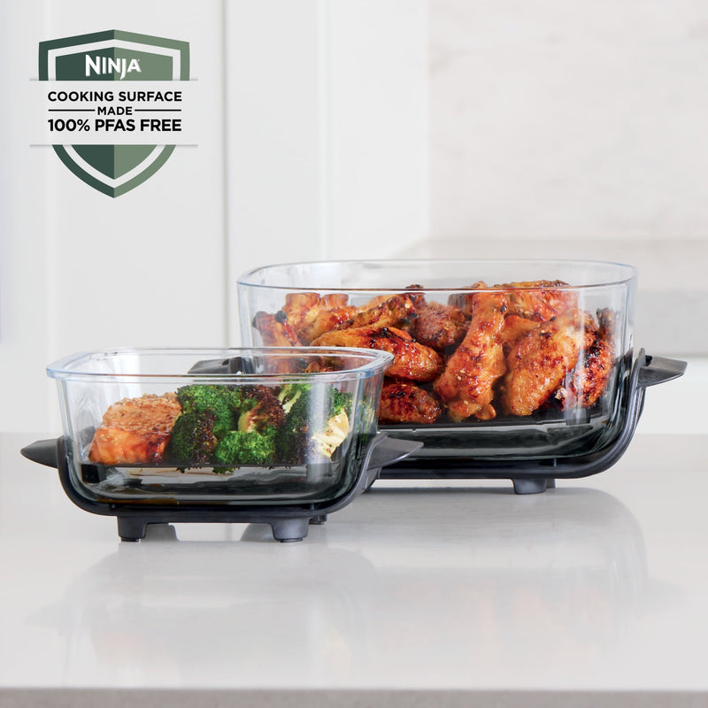 Ninja Crispi 4-in-1 Glass Air Fryer, 4 Qt & 6 Cup Containers, Designed Non-Toxic, Sage FN101SG-30