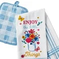 The Pioneer Woman Flowering Frontier Kitchen Towel, Oven Mitt & Pot Holder Set, Multicolor, 3 Pieces
