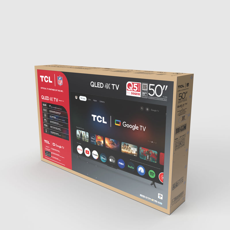 TCL 50" Q Series (NEW 2025) 4K UHD HDR QLED Smart TV with Google TV -Dolby Vision, Dolby Atmos, Motion Rate 120, HDR 10+, Auto Game Mode - 50Q51K-19