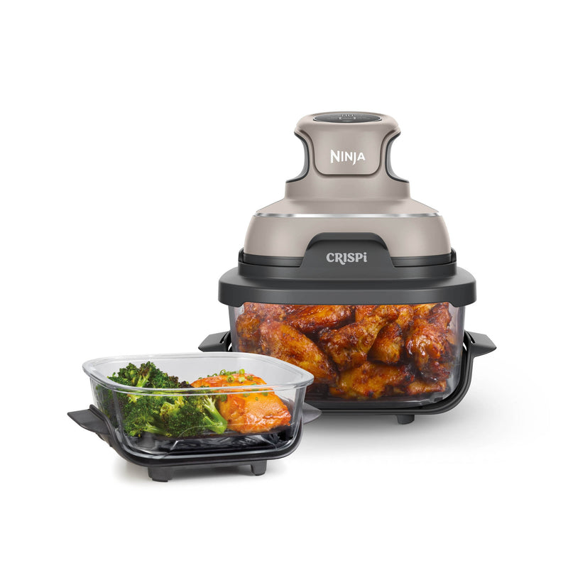 Ninja Crispi 4-in-1 Glass Air Fryer, 4 Qt & 6 Cup Containers, Designed Non-Toxic, Sage FN101SG-85