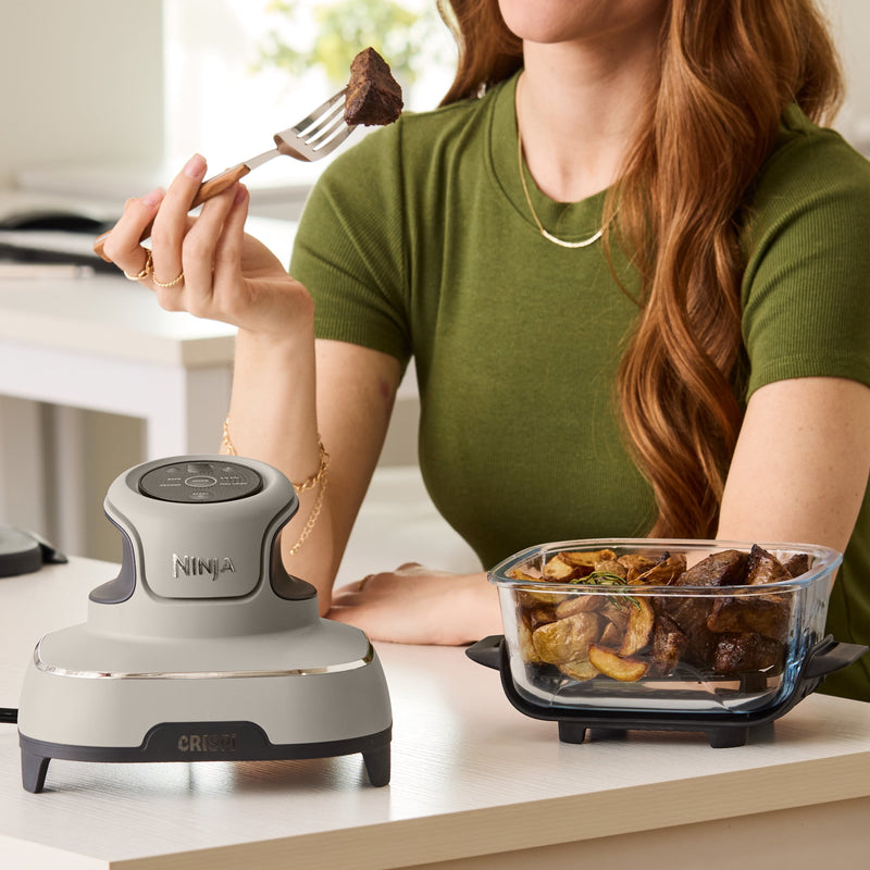 Ninja Crispi 4-in-1 Glass Air Fryer, 4 Qt & 6 Cup Containers, Designed Non-Toxic, Sage FN101SG-77