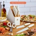 Beautiful 12 Piece Stainless Steel Knife Block Set, Soft-Grip Handles White Icing by Drew Barrymore-2