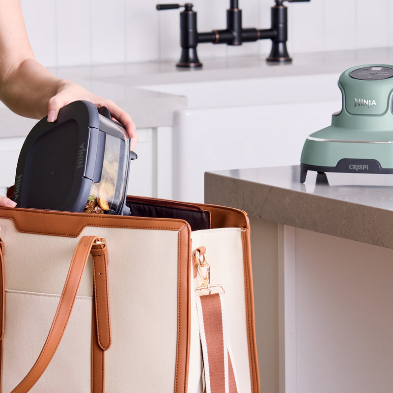 Ninja Crispi 4-in-1 Glass Air Fryer, 4 Qt & 6 Cup Containers, Designed Non-Toxic, Sage FN101SG-26