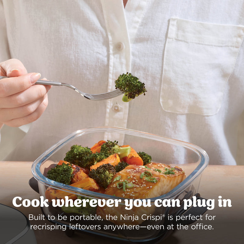 Ninja Crispi 4-in-1 Glass Air Fryer, 4 Qt & 6 Cup Containers, Designed Non-Toxic, Sage FN101SG-63