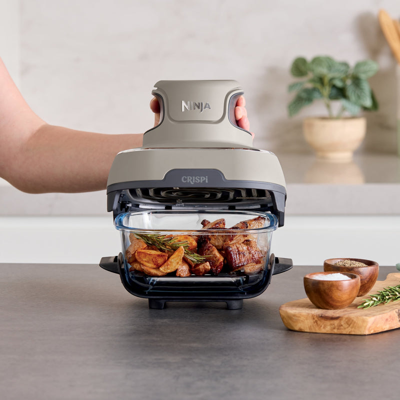 Ninja Crispi 4-in-1 Glass Air Fryer, 4 Qt & 6 Cup Containers, Designed Non-Toxic, Sage FN101SG-70