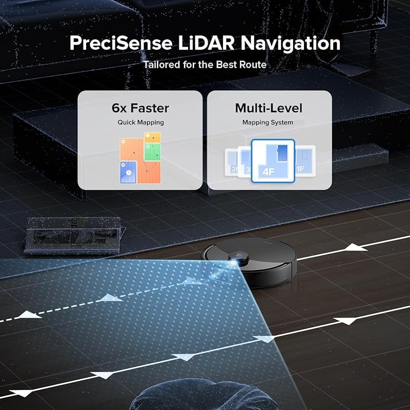 Q8 Max Robot Vacuum and Mop Cleaner, DuoRoller Brush, 5500Pa Strong Suction, Lidar Navigation, Obstacle Avoidance, Multi-Level Mapping, Perfect for Pet Hair-7