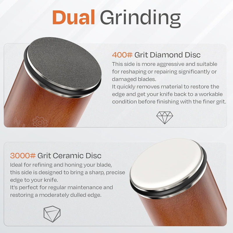 Rolling Knife Sharpener Kit with Diamond & Ceramic Sharpening System – 1000# Grit Whetstone, 15° & 20° Magnetic Angles, Non-Slip Base, Professional Sharpening Kit for Kitchen & All Blade Types-2