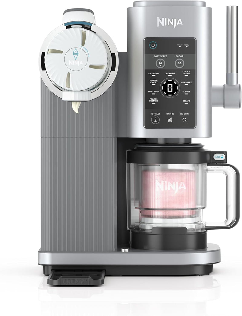 Ninja Swirl by CREAMi Ice Cream and Soft Serve Maker, Sorbet, Milkshake, Frozen Yogurt, Low Calories Program & More, 13-in-1, Soft Serve Handle, (2) CREAMi Swirl 16oz Pints, For Kids & ALL ages, NC701-8