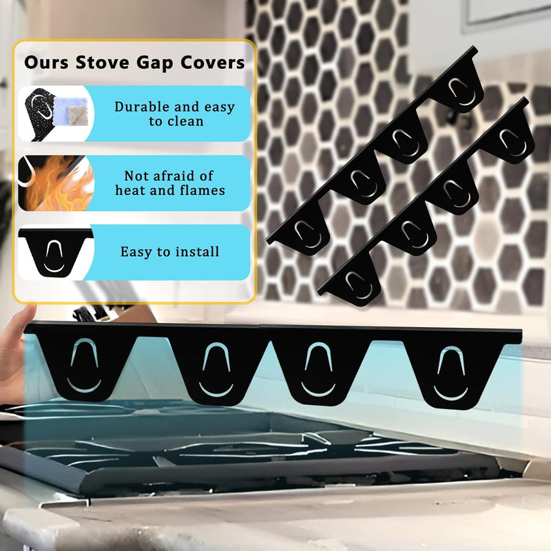 2-Pack Stainless Steel Stove Gap Covers & Countertop Gap Filler for Electric Stove/Oven | Adjustable Length 13.827.5 (35-70cm) | Heat-Resistant Stove and Countertop Gap Protector, Easy Clean & Durable-2