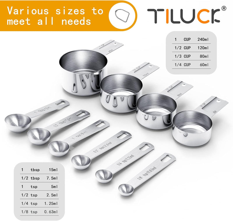 TILUCK Stainless Steel Measuring Cups & Spoons Set, Cups and Spoons,Kitchen Gadgets for Cooking & Baking (10)-3