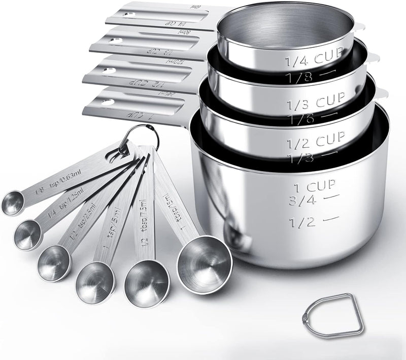 TILUCK Stainless Steel Measuring Cups & Spoons Set, Cups and Spoons,Kitchen Gadgets for Cooking & Baking (10)-4