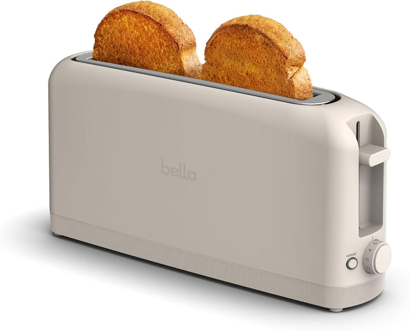 bella 2 Slice Slim Toaster, Fits-anywhere™ Kitchenware, 6 Setting Shade Control with Reheat & Cancel Buttons, Removable Crumb Tray, 10” Long Slot, Anti Jam & Auto Shutoff, 900 Watt, Oatmilk-4