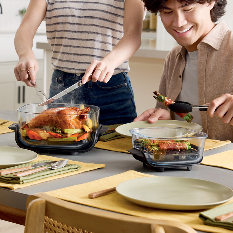 Ninja Crispi 4-in-1 Glass Air Fryer, 4 Qt & 6 Cup Containers, Designed Non-Toxic, Sage FN101SG-25