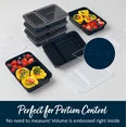 Bentgo® Prep 2-Compartment Containers - 20-Piece Meal Prep Kit with 10 Trays & 10 Custom-Fit Lids - Durable Microwave, Freezer, Dishwasher Safe Reusable BPA-Free Food Storage Containers (Navy Blue)