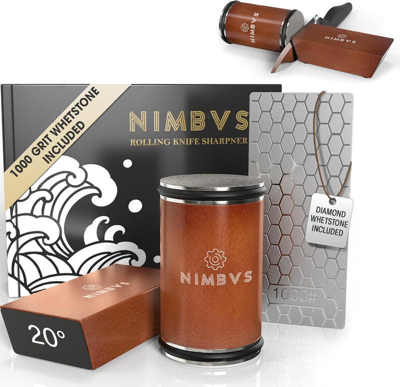 Rolling Knife Sharpener Kit with Diamond & Ceramic Sharpening System – 1000# Grit Whetstone, 15° & 20° Magnetic Angles, Non-Slip Base, Professional Sharpening Kit for Kitchen & All Blade Types-4