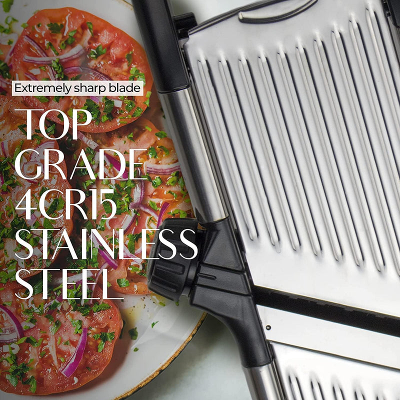 Gramercy Adjustable Mandoline Food Slicer, Mandoline Slicer for Kitchen, Mandolin, Potato, Tomato, Carrot, Vegetable, Fruit and Onion Cutter - Stainless Steel - INCLUDING 1 Pair Cut-Resistant Gloves-3
