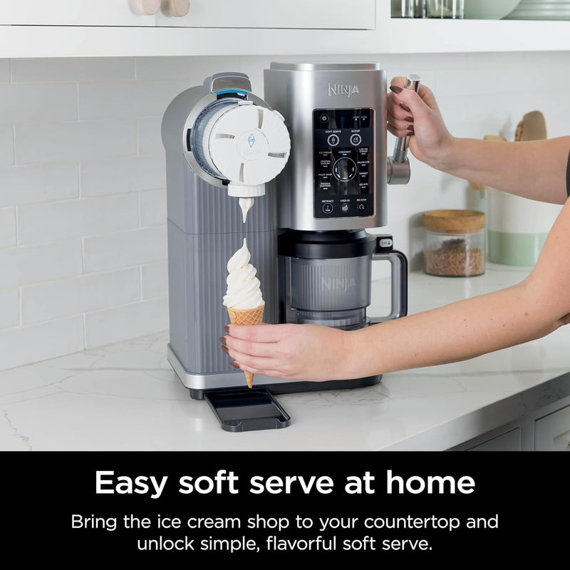 Ninja Swirl by CREAMi Ice Cream and Soft Serve Maker, Sorbet, Milkshake, Frozen Yogurt, Low Calories Program & More, 13-in-1, Soft Serve Handle, (2) CREAMi Swirl 16oz Pints, For Kids & ALL ages, NC701-2