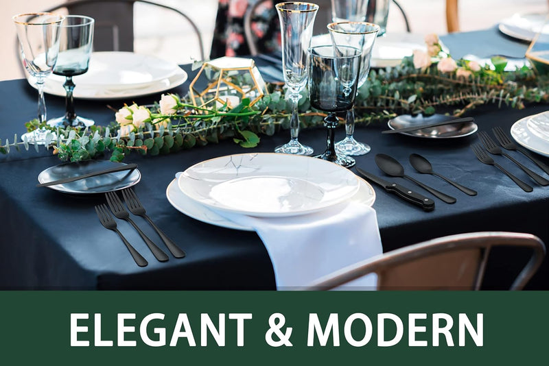 24-Piece Black Silverware Set with Steak Knives, Black Flatware Set for 4, Food-Grade Stainless Steel Tableware Cutlery Set, Mirror Finished Utensil Sets for Home Restaurant-1