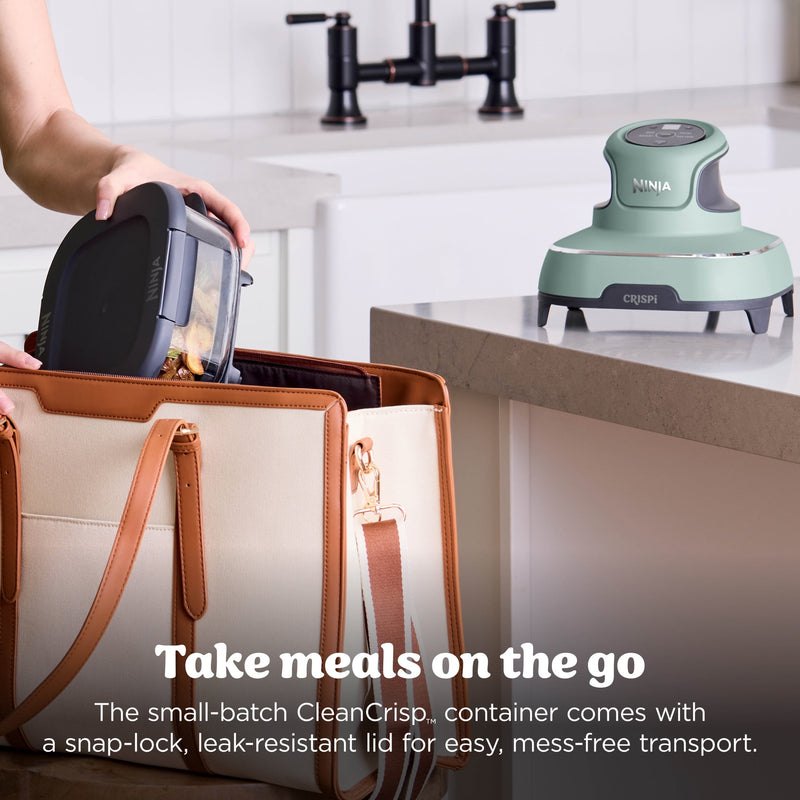 Ninja Crispi 4-in-1 Glass Air Fryer, 4 Qt & 6 Cup Containers, Designed Non-Toxic, Sage FN101SG-11