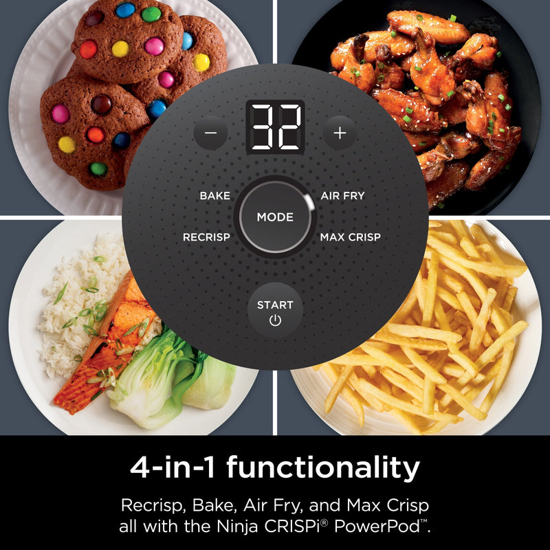 Ninja Crispi 4-in-1 Glass Air Fryer, 4 Qt & 6 Cup Containers, Designed Non-Toxic, Sage FN101SG-43