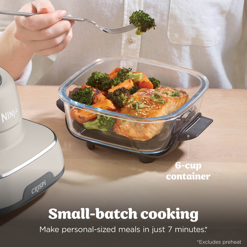 Ninja Crispi 4-in-1 Glass Air Fryer, 4 Qt & 6 Cup Containers, Designed Non-Toxic, Sage FN101SG-58