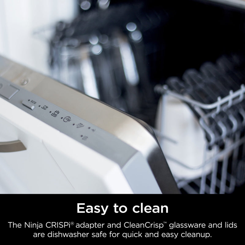 Ninja Crispi 4-in-1 Glass Air Fryer, 4 Qt & 6 Cup Containers, Designed Non-Toxic, Sage FN101SG-51