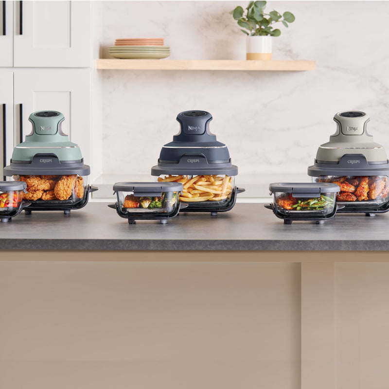 Ninja Crispi 4-in-1 Glass Air Fryer, 4 Qt & 6 Cup Containers, Designed Non-Toxic, Sage FN101SG-82