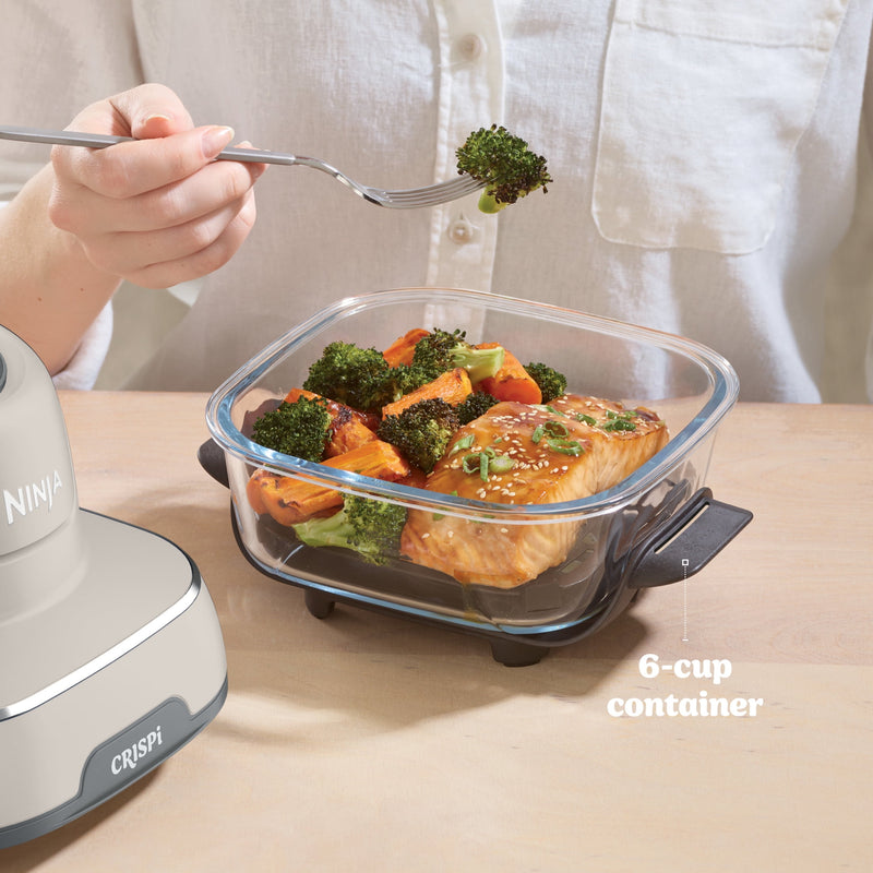 Ninja Crispi 4-in-1 Glass Air Fryer, 4 Qt & 6 Cup Containers, Designed Non-Toxic, Sage FN101SG-72