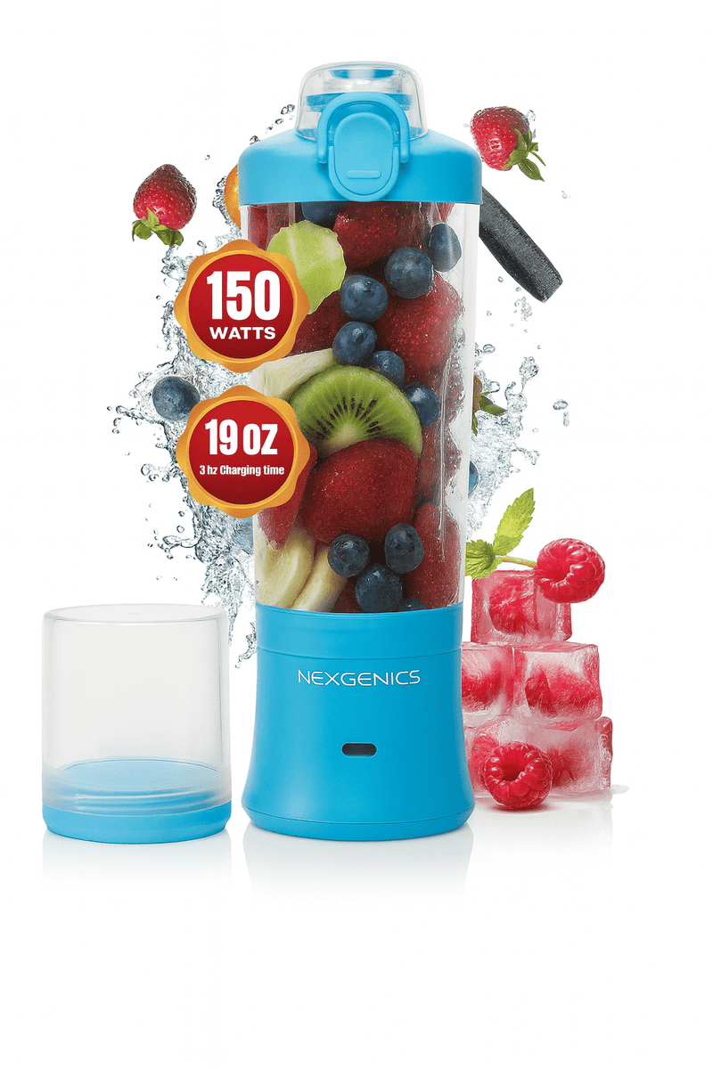 NEXGENICS Blast MAX Personal Cordless Blender for Smoothies, Frozen Drinks, Ice Crush, 20 oz. Twist & Go Vessel, Blue-4