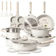 Carote Non Stick Pots and Pans Set, 21 Pcs Induction Kitchen Cookware Sets (Beige Granite)-4