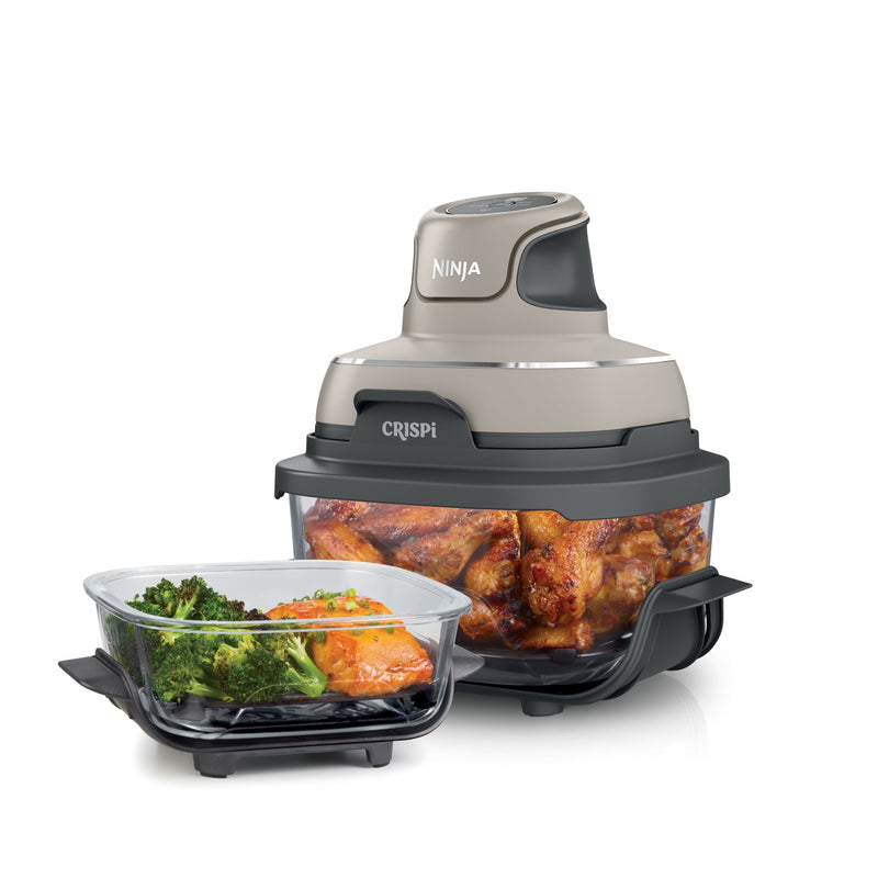 Ninja Crispi 4-in-1 Glass Air Fryer, 4 Qt & 6 Cup Containers, Designed Non-Toxic, Sage FN101SG-52