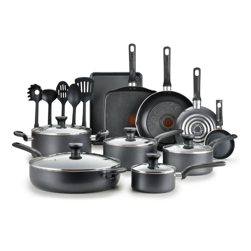T-fal Easy Care, 20 Piece Non-Stick Pots and Pans Cookware Set, Grey-1
