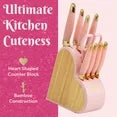 Paris Hilton 10-Piece Heart-Shaped Stainless Steel Knife Block Set, Pink-3