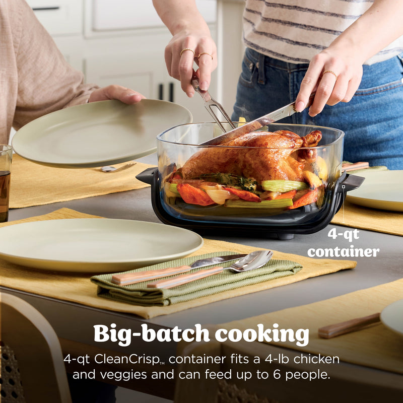 Ninja Crispi 4-in-1 Glass Air Fryer, 4 Qt & 6 Cup Containers, Designed Non-Toxic, Sage FN101SG-57