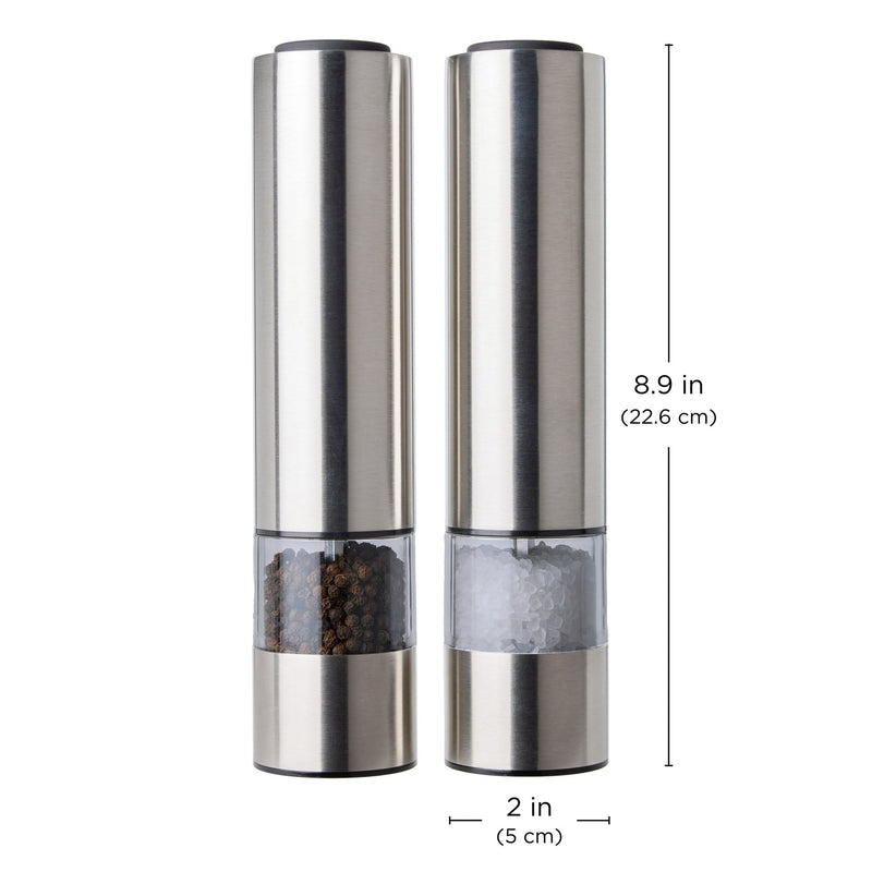 Nexgenics Electric Stainless Steel Salt and Pepper Grinder Set of 2-5
