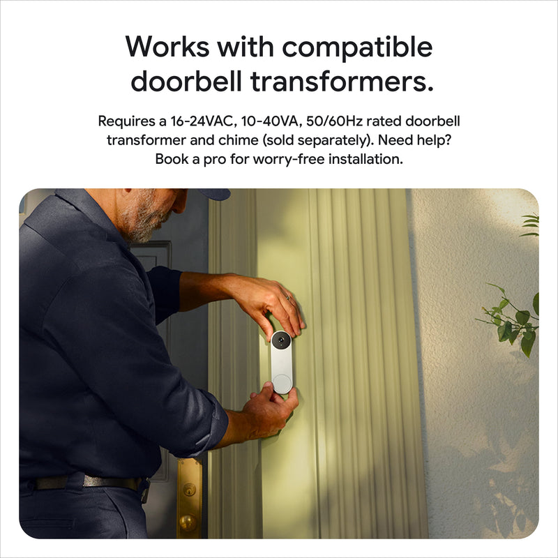 Google Nest Doorbell (Wired, 3rd Gen) - Video Doorbell Camera with 2K Video - Works with Google Home - With Gemini - Linen-4