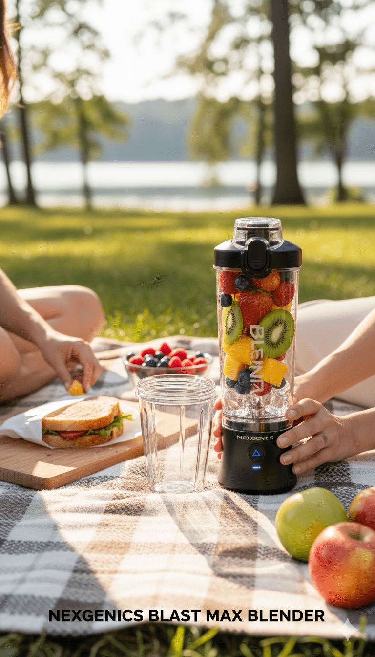 NEXGENICS Blast MAX Personal Cordless Blender for Smoothies, Frozen Drinks, Ice Crush, 20 oz. Twist & Go Vessel, Black-3