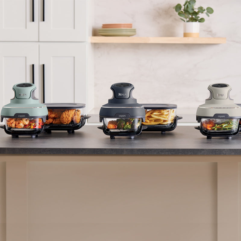 Ninja Crispi 4-in-1 Glass Air Fryer, 4 Qt & 6 Cup Containers, Designed Non-Toxic, Sage FN101SG-32