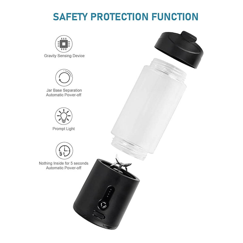 Nexgenics Portable Blender for Smoothies and Shakes – Rechargeable USB Personal Juicer Cup with Powerful Motor, BPA-Free Bottle, and LED Indicator – Ideal for Fruits (B-6