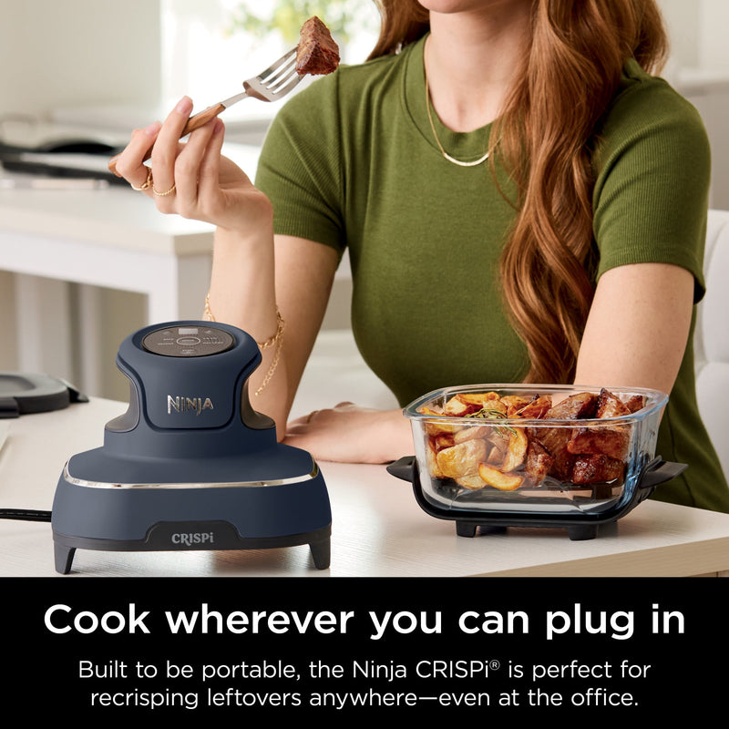 Ninja Crispi 4-in-1 Glass Air Fryer, 4 Qt & 6 Cup Containers, Designed Non-Toxic, Sage FN101SG-45