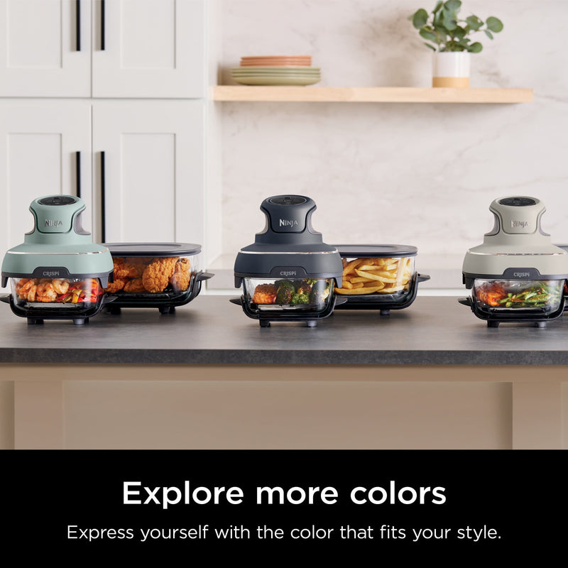 Ninja Crispi 4-in-1 Glass Air Fryer, 4 Qt & 6 Cup Containers, Designed Non-Toxic, Sage FN101SG-50