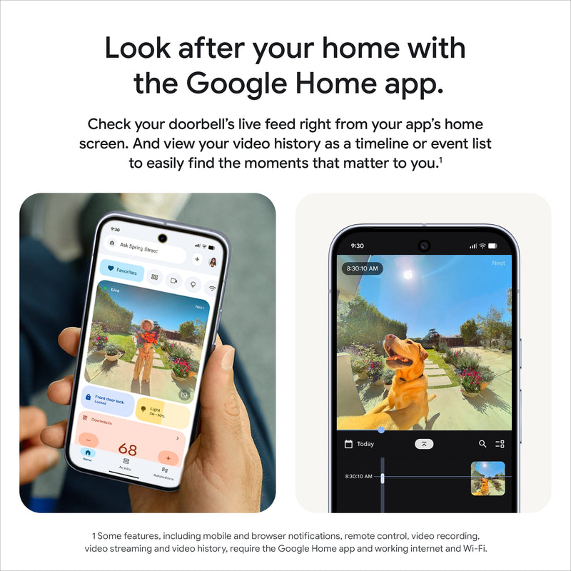 Google Nest Doorbell (Wired, 3rd Gen) - Video Doorbell Camera with 2K Video - Works with Google Home - With Gemini - Linen-5